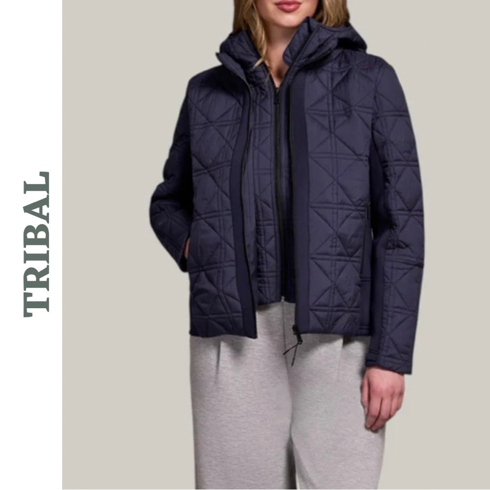 Tribal Navy Quilted Jacket Large Water Repellent
